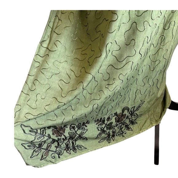 90s Del Sol Olive Green Boho Maxi Dress with Beaded Fringe – M - Picture 5 of 7